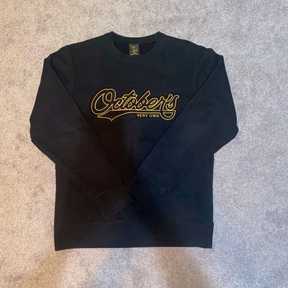 October’s Very Own Black Embroidered Crewneck